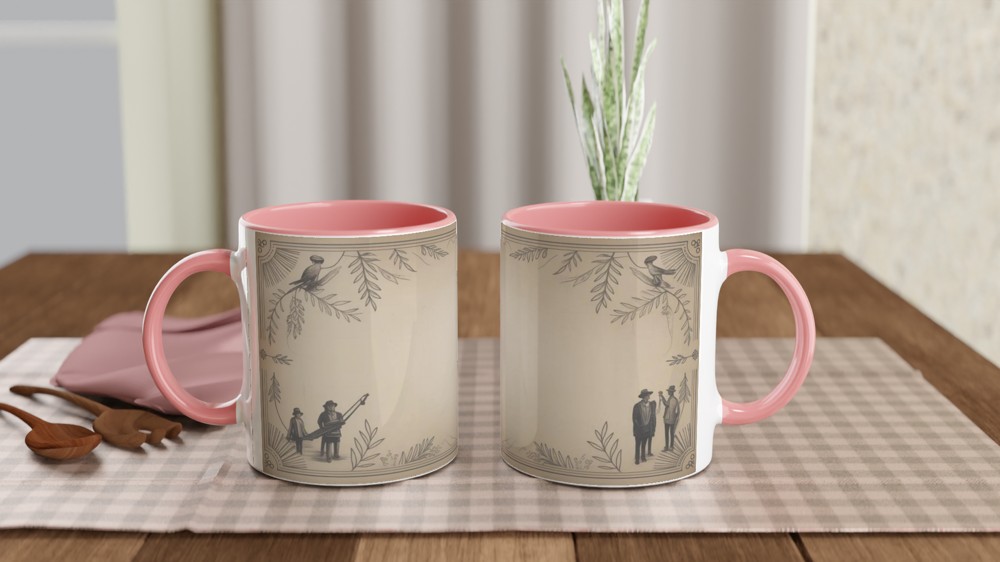 Vintage Folk Music Scene Decorative Border Mug — view 6