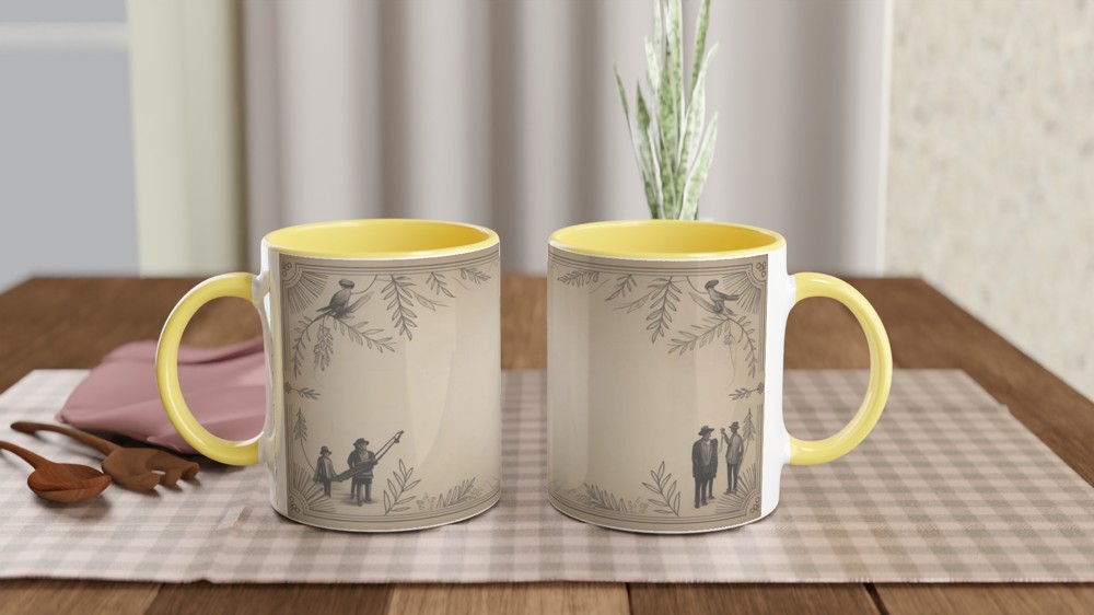Vintage Folk Music Scene Decorative Border Mug — view 8