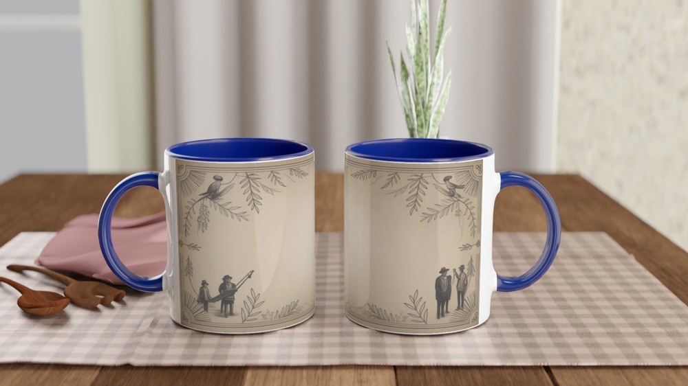 Vintage Folk Music Scene Decorative Border Mug — view 4