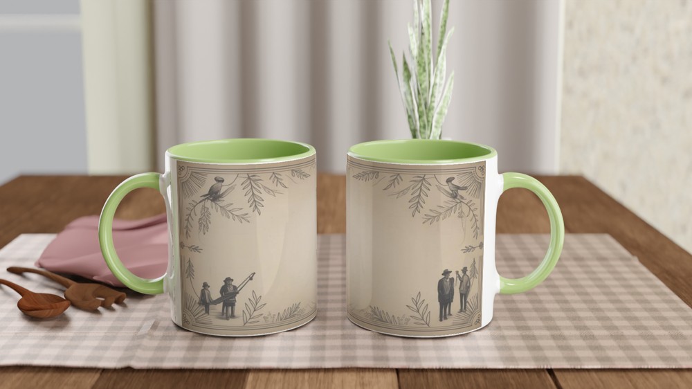 Vintage Folk Music Scene Decorative Border Mug — view 5