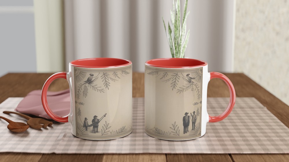 Vintage Folk Music Scene Decorative Border Mug — view 7