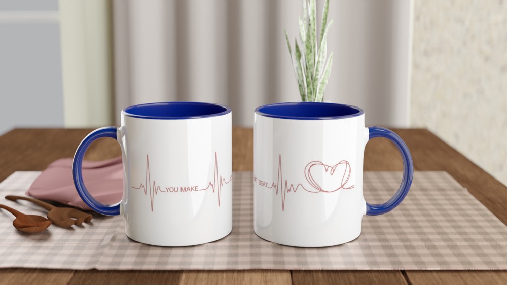 You Make My Heart Beat ECG Line Art Mug — view 4