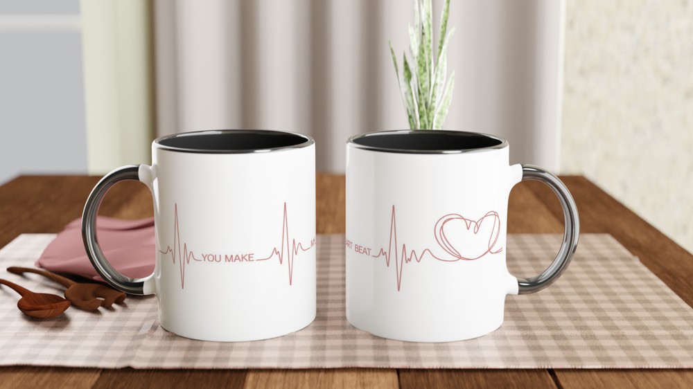 You Make My Heart Beat ECG Line Art Mug — view 9