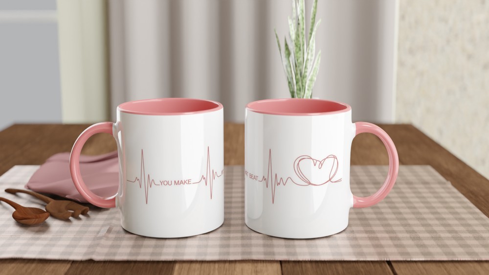 You Make My Heart Beat ECG Line Art Mug — view 6