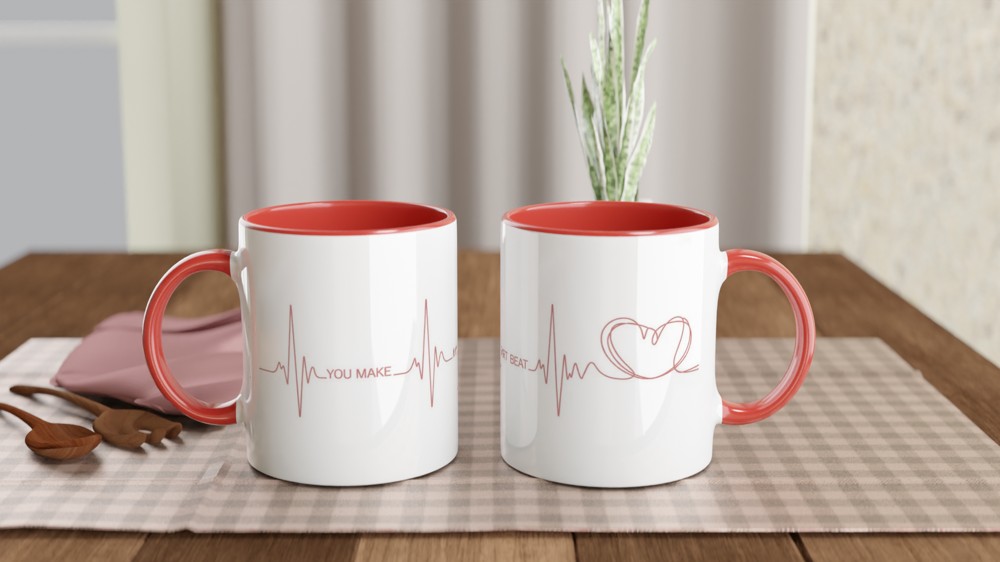 You Make My Heart Beat ECG Line Art Mug — view 7