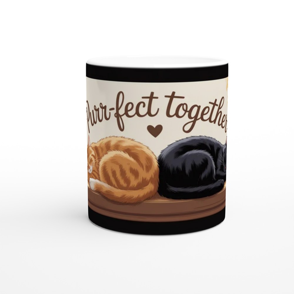 Cat Lover Mug | Purr-fect Together Quote | Cute Couple Anniversary Gift | Sleeping Cats Windowsill Mug | Valentines Present for Her or Him — view 11