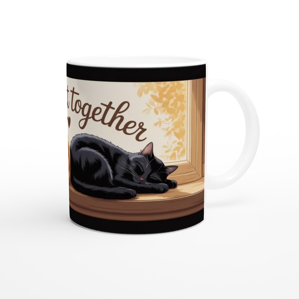 Cat Lover Mug | Purr-fect Together Quote | Cute Couple Anniversary Gift | Sleeping Cats Windowsill Mug | Valentines Present for Her or Him — view 12