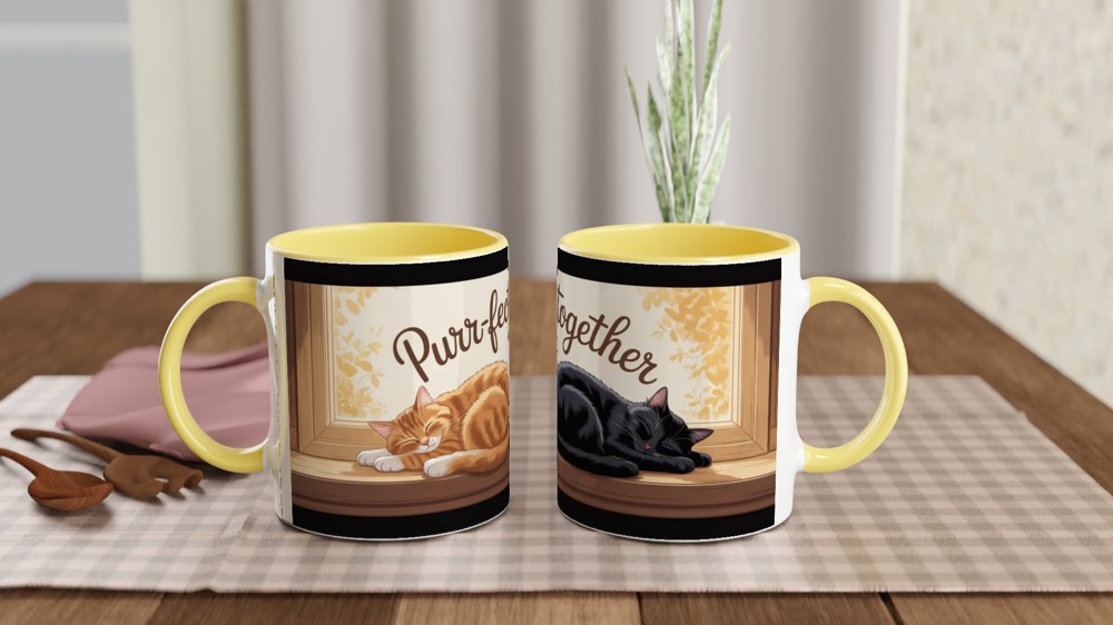 Cat Lover Mug | Purr-fect Together Quote | Cute Couple Anniversary Gift | Sleeping Cats Windowsill Mug | Valentines Present for Her or Him — view 8