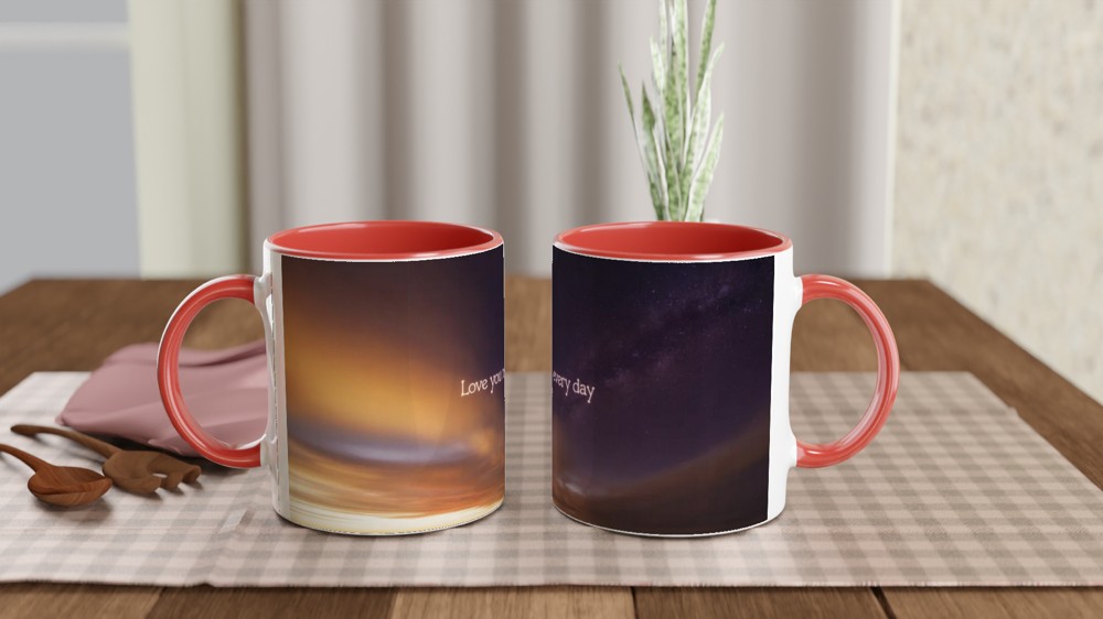 Love You More Every Day Mug | Romantic Anniversary Gift | Valentine's Present for Husband or Wife | Day to Night Sky Coffee Cup — view 7