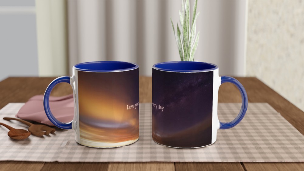 Love You More Every Day Mug | Romantic Anniversary Gift | Valentine's Present for Husband or Wife | Day to Night Sky Coffee Cup — view 4