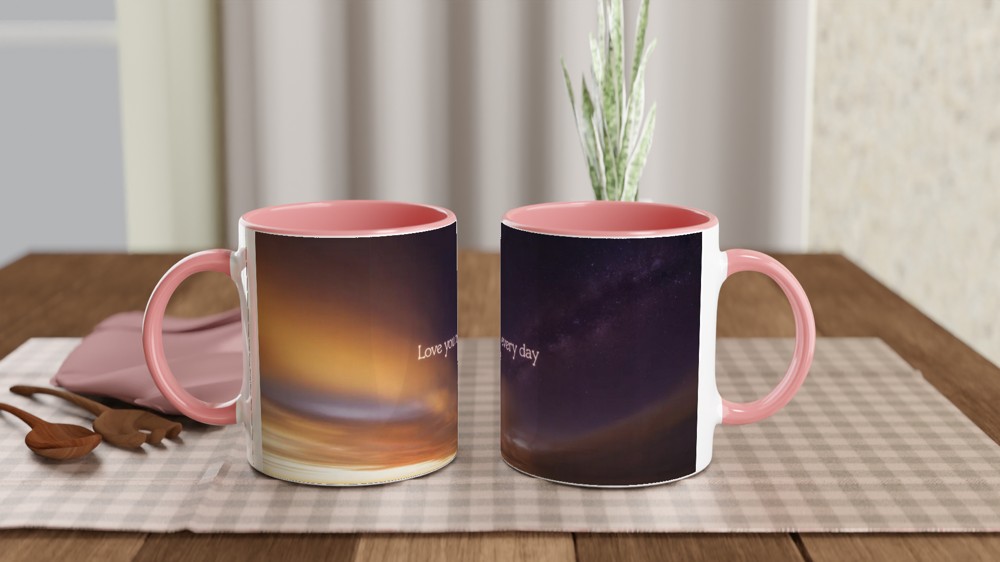 Love You More Every Day Mug | Romantic Anniversary Gift | Valentine's Present for Husband or Wife | Day to Night Sky Coffee Cup — view 6
