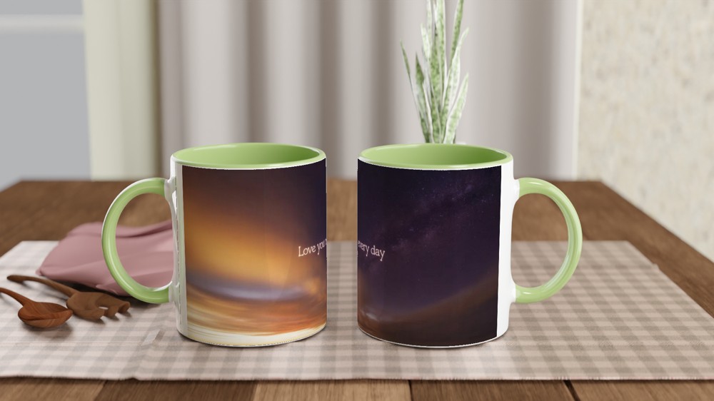 Love You More Every Day Mug | Romantic Anniversary Gift | Valentine's Present for Husband or Wife | Day to Night Sky Coffee Cup — view 5