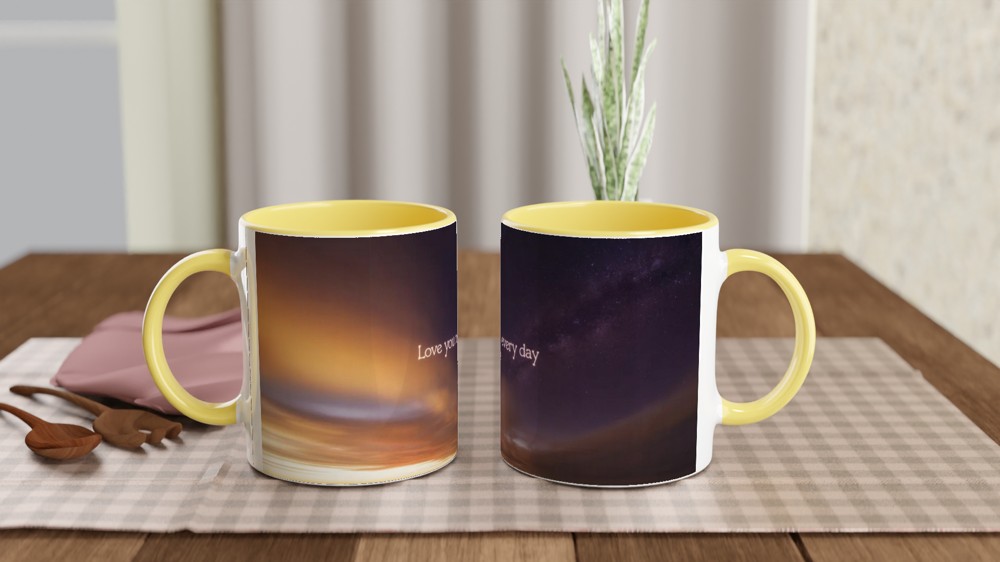 Love You More Every Day Mug | Romantic Anniversary Gift | Valentine's Present for Husband or Wife | Day to Night Sky Coffee Cup — view 8