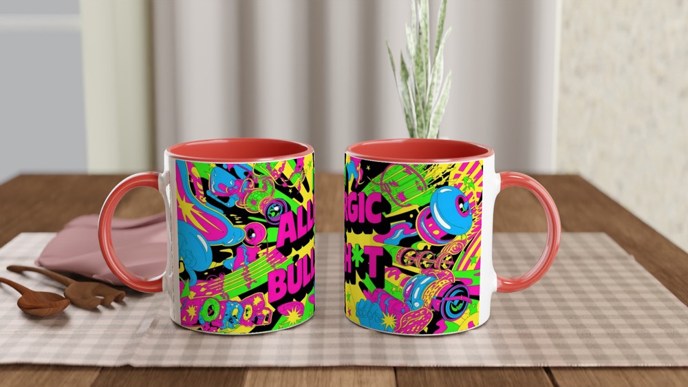 Funny Sarcastic Mug | 'I'm Allergic To Bullsh*t' Neon Psychedelic Gift | Birthday Present for Best Friend | Rude Novelty Mug — view 7