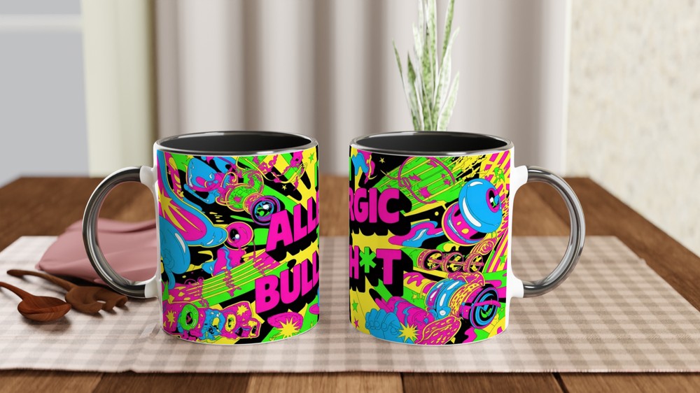 Funny Sarcastic Mug | 'I'm Allergic To Bullsh*t' Neon Psychedelic Gift | Birthday Present for Best Friend | Rude Novelty Mug — view 9