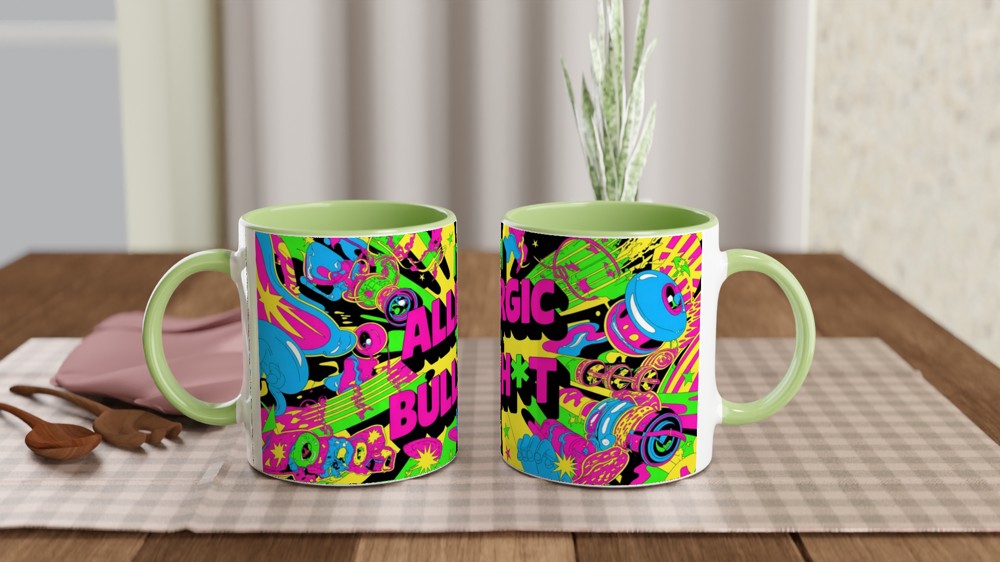 Funny Sarcastic Mug | 'I'm Allergic To Bullsh*t' Neon Psychedelic Gift | Birthday Present for Best Friend | Rude Novelty Mug — view 5