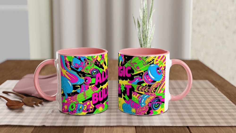 Funny Sarcastic Mug | 'I'm Allergic To Bullsh*t' Neon Psychedelic Gift | Birthday Present for Best Friend | Rude Novelty Mug — view 6