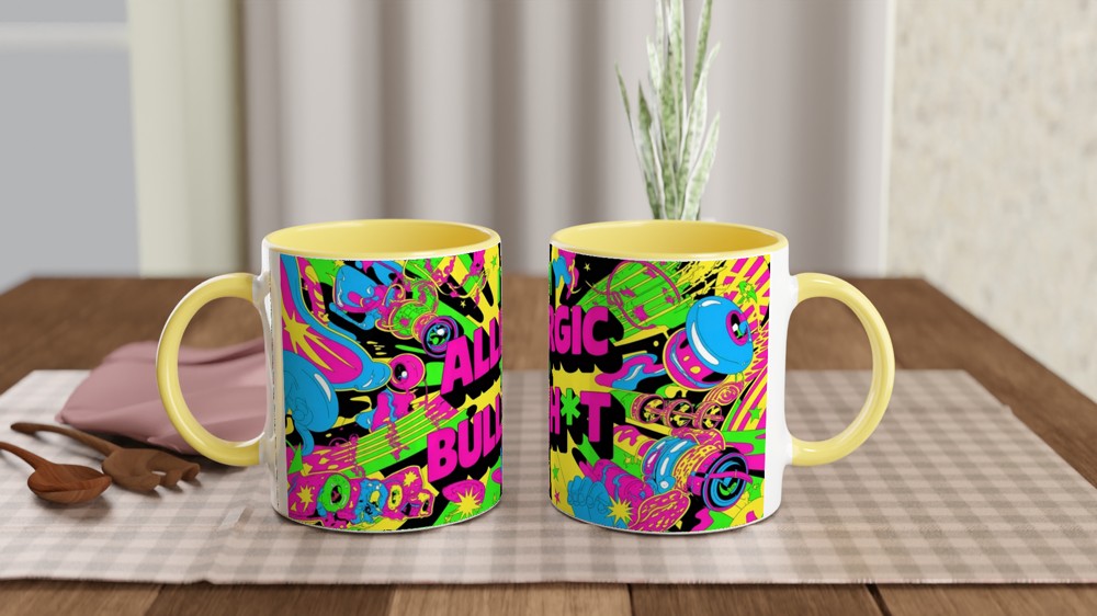 Funny Sarcastic Mug | 'I'm Allergic To Bullsh*t' Neon Psychedelic Gift | Birthday Present for Best Friend | Rude Novelty Mug — view 8