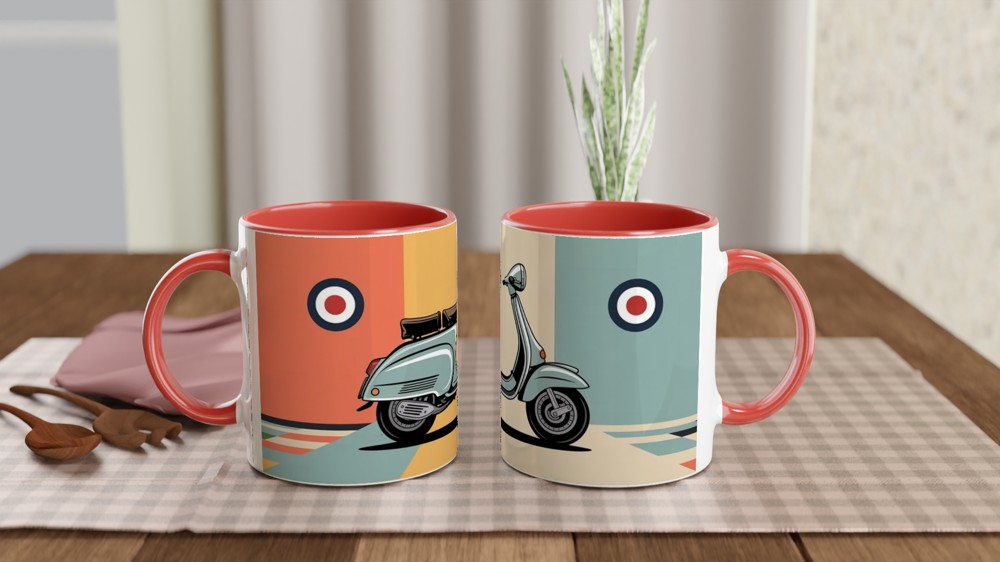 Mod Scooter Mug | Retro Lambretta and RAF Target Design | Gift for Dad, Him, Mod Culture Fan | Birthday Present — view 7