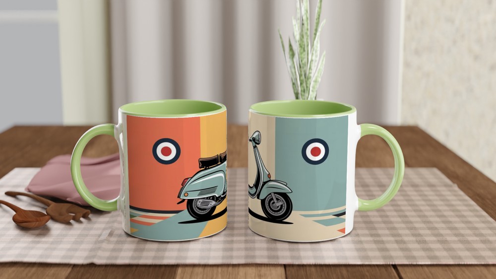 Mod Scooter Mug | Retro Lambretta and RAF Target Design | Gift for Dad, Him, Mod Culture Fan | Birthday Present — view 5