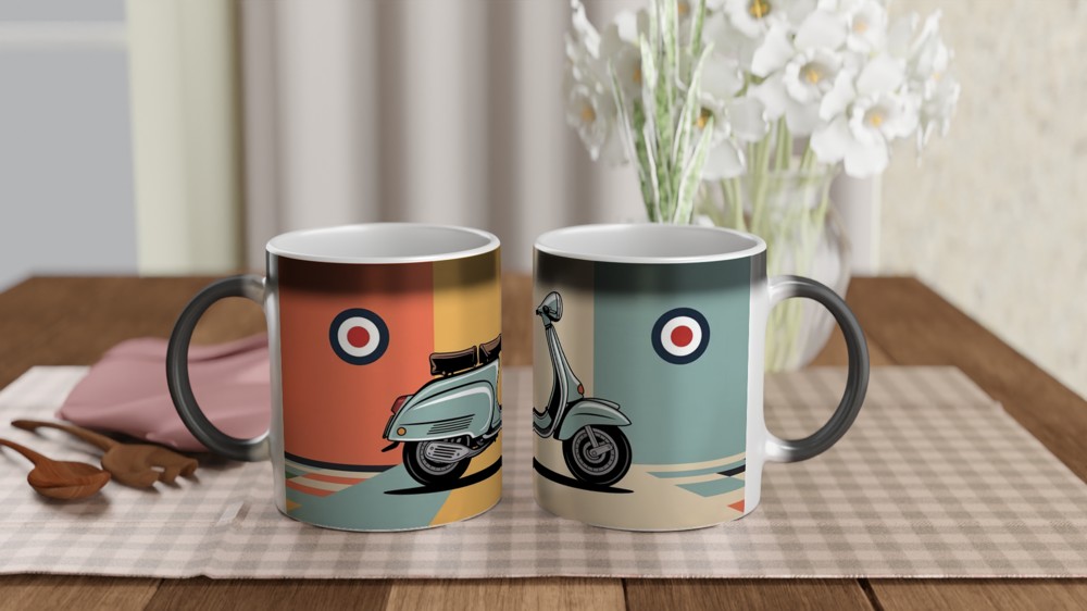 Mod Scooter Mug | Retro Lambretta and RAF Target Design | Gift for Dad, Him, Mod Culture Fan | Birthday Present — view 3