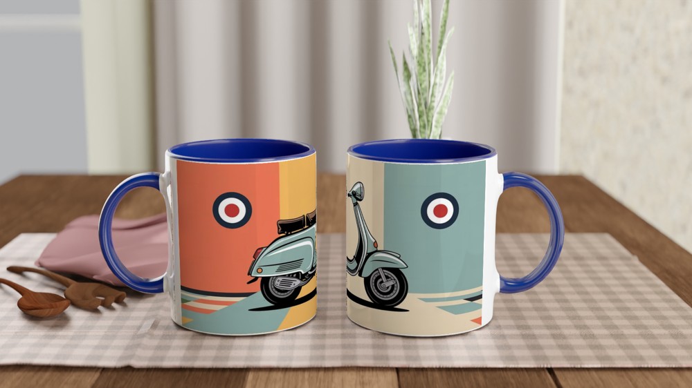 Mod Scooter Mug | Retro Lambretta and RAF Target Design | Gift for Dad, Him, Mod Culture Fan | Birthday Present — view 4