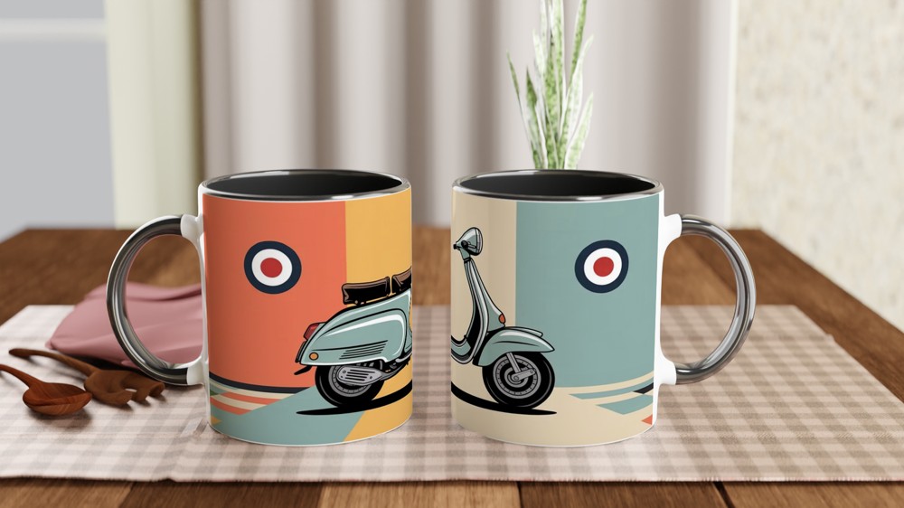 Mod Scooter Mug | Retro Lambretta and RAF Target Design | Gift for Dad, Him, Mod Culture Fan | Birthday Present — view 9