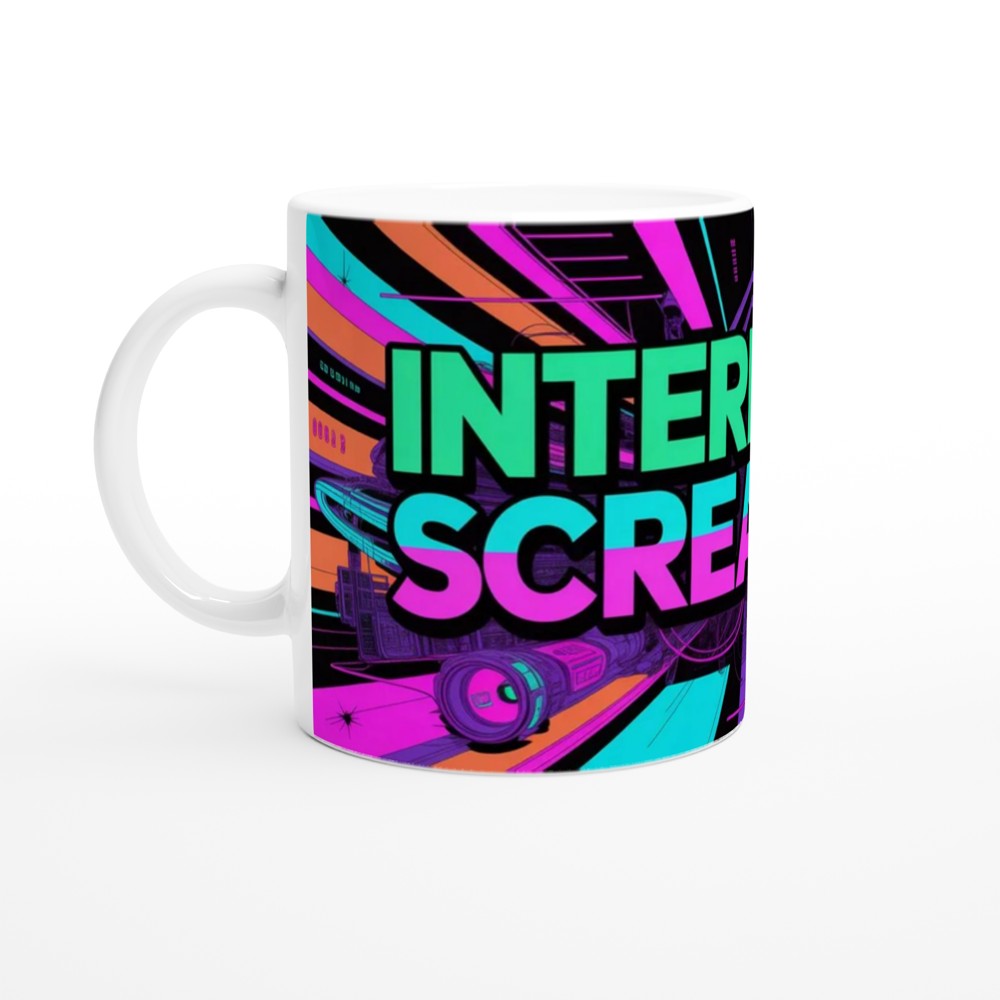 Internally Screaming Retro Neon Cyberpunk Mug — view 10