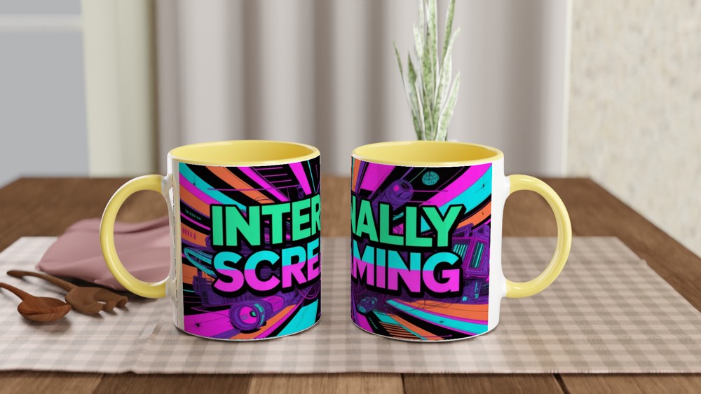Internally Screaming Retro Neon Cyberpunk Mug — view 8