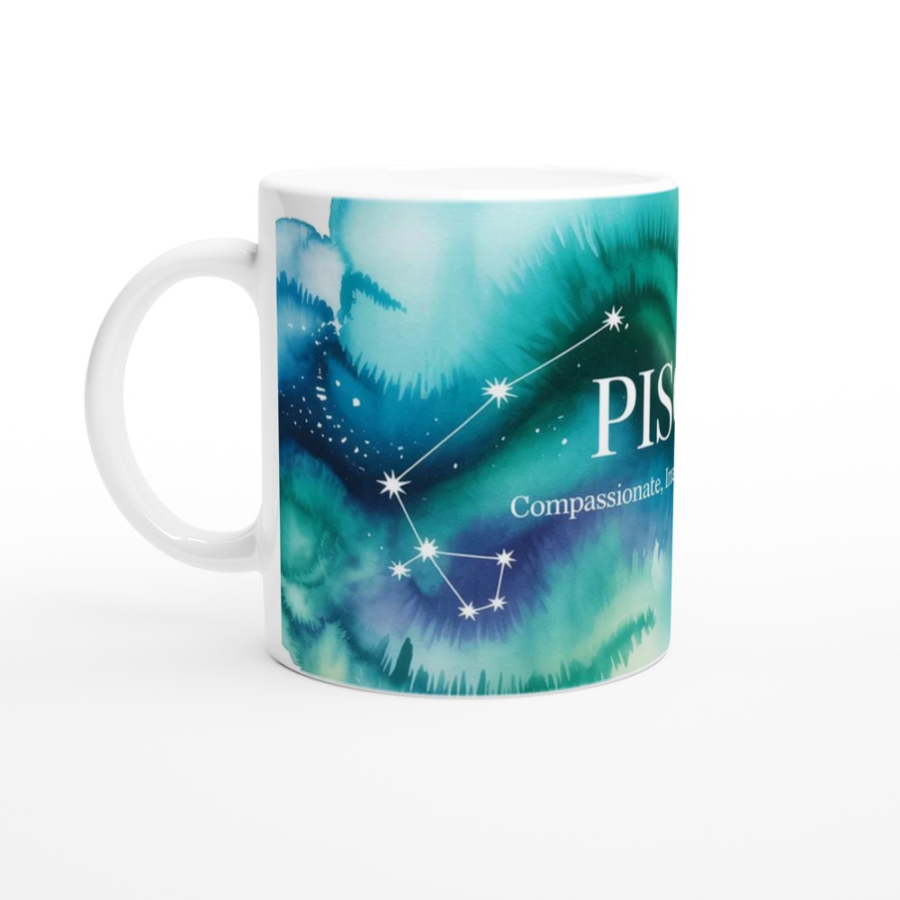 Pisces Mug | Celestial Zodiac Astrology Gift | Watercolour Constellation Mug | Star Sign Birthday Present for Her or Him — view 10
