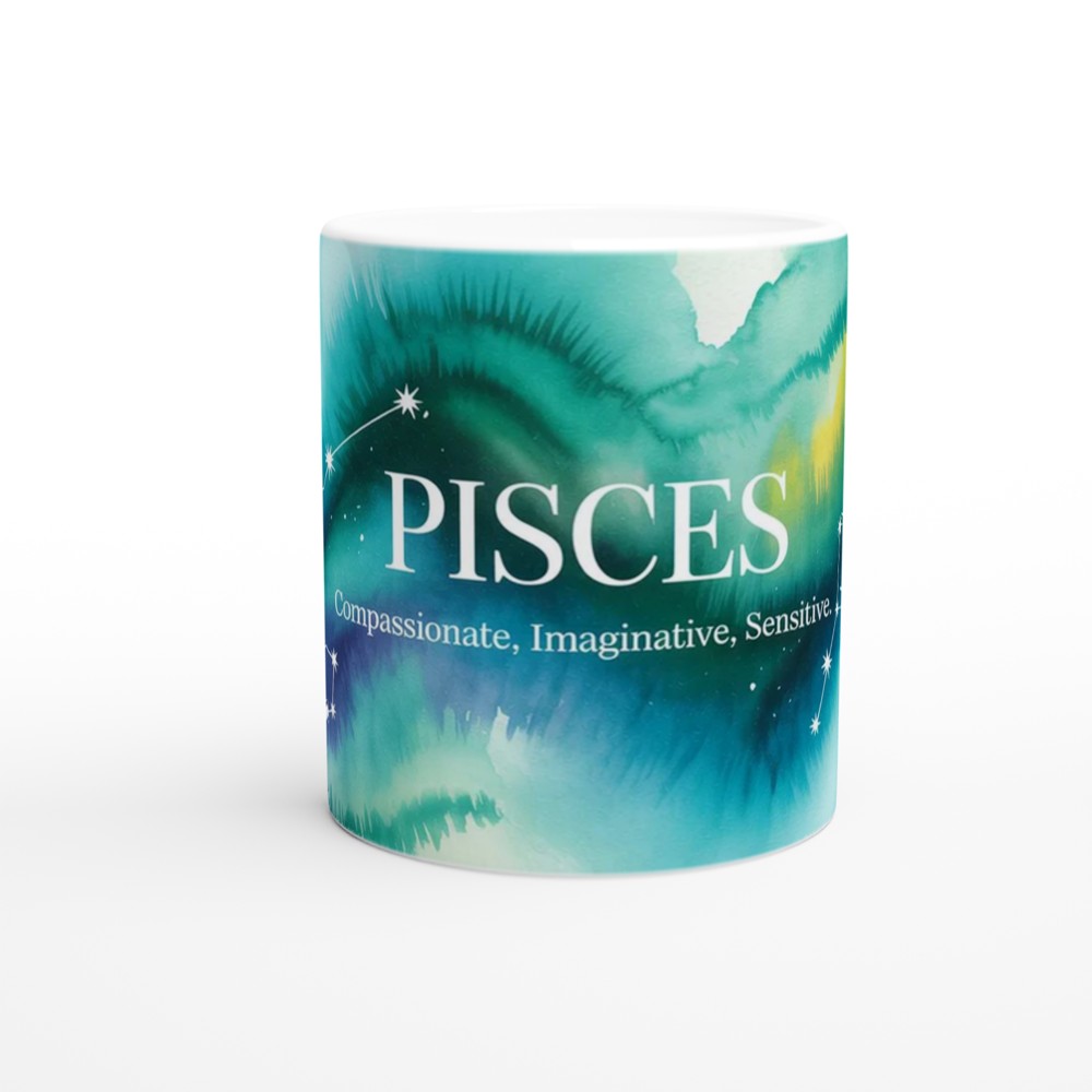 Pisces Mug | Celestial Zodiac Astrology Gift | Watercolour Constellation Mug | Star Sign Birthday Present for Her or Him — view 11