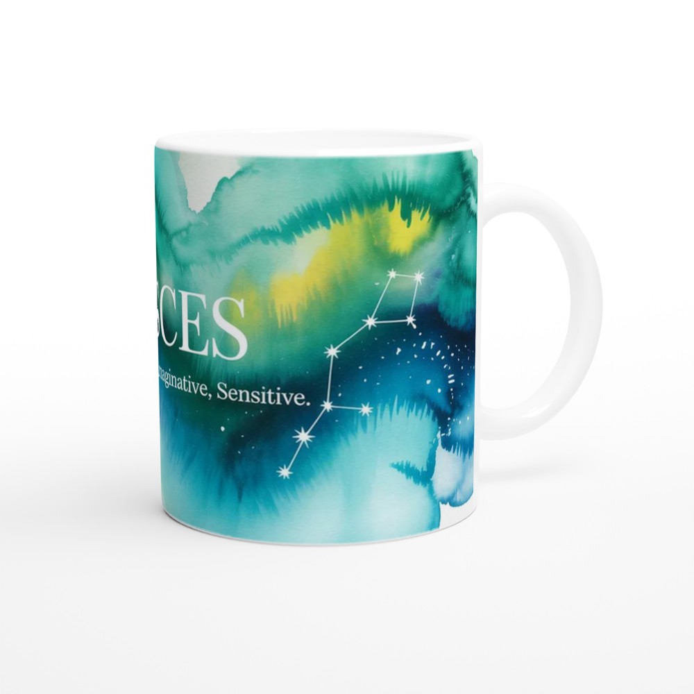 Pisces Mug | Celestial Zodiac Astrology Gift | Watercolour Constellation Mug | Star Sign Birthday Present for Her or Him — view 12