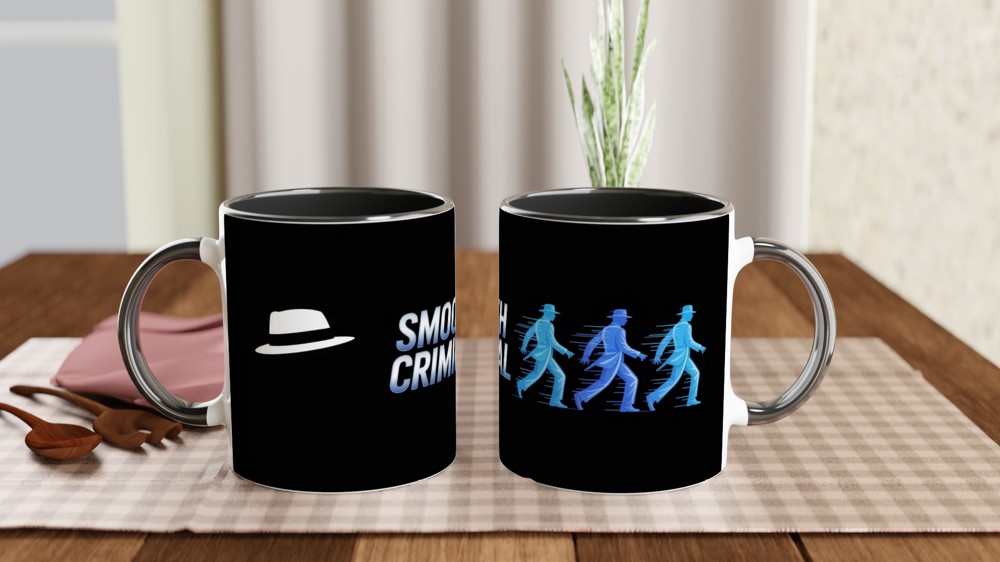 Smooth Criminal Mug | Retro Neon Moonwalk Gift | Music Icon Present for Him or Her | Black Ceramic Coffee Mug — view 9