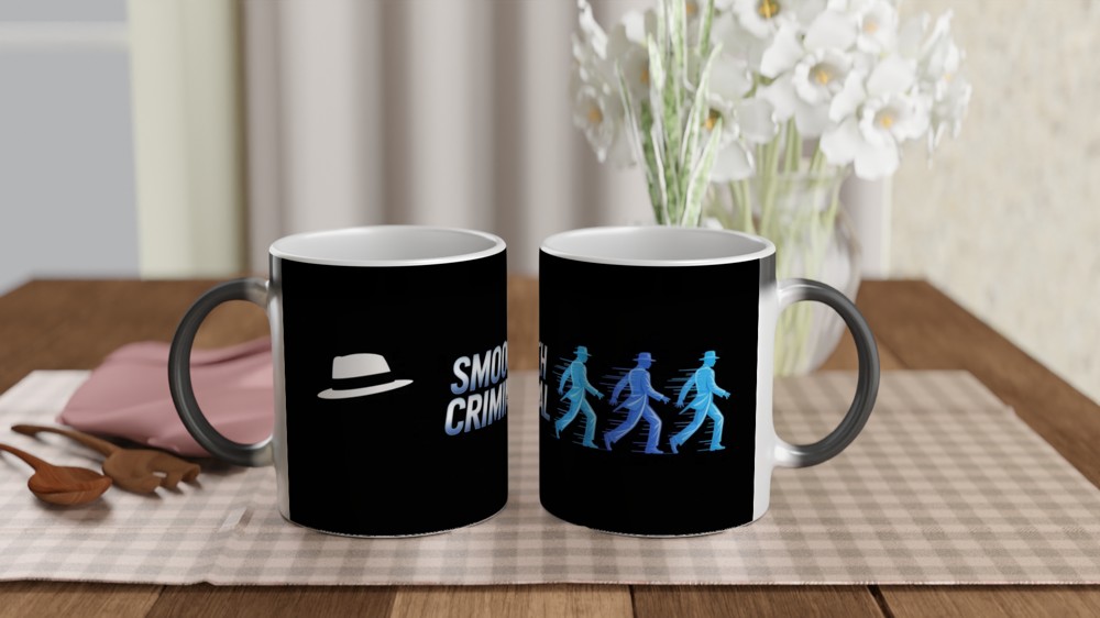 Smooth Criminal Mug | Retro Neon Moonwalk Gift | Music Icon Present for Him or Her | Black Ceramic Coffee Mug — view 3
