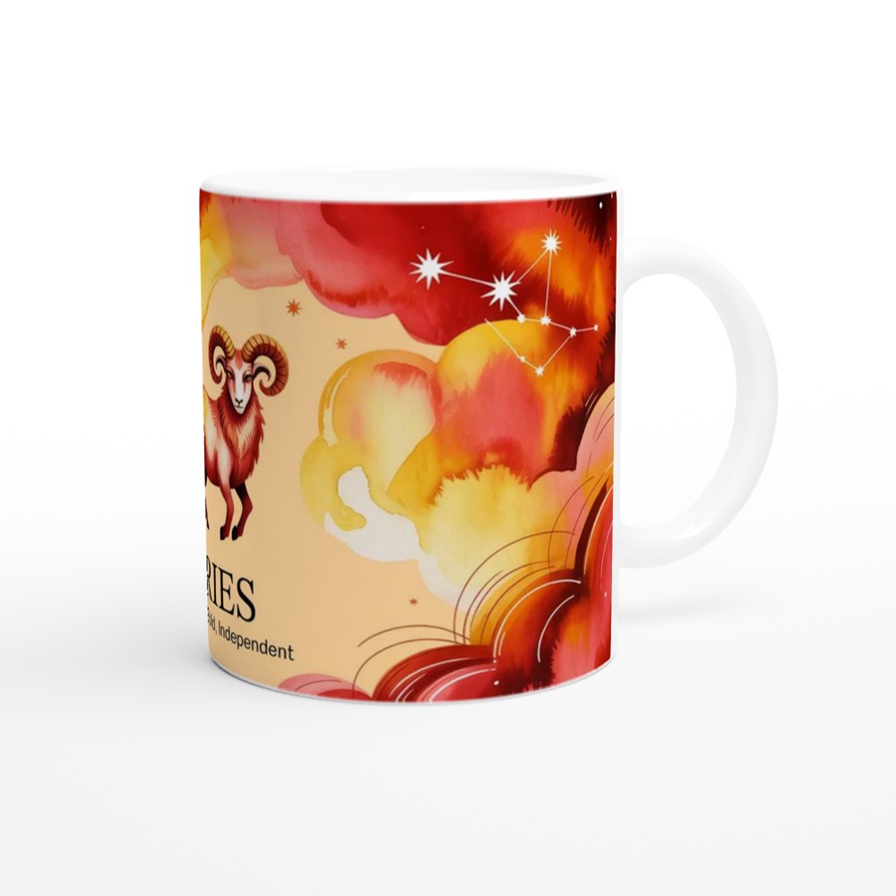 Aries Zodiac Mug | Astrology Ram Gift | Fiery Red Watercolour Mug | Birthday Gift for Her or Him — view 12