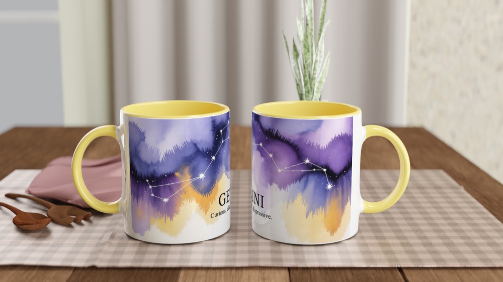Gemini Zodiac Mug | Celestial Constellation Gift | Birthday Present for Best Friend, Her or Him | Watercolour Astrology Mug — view 8