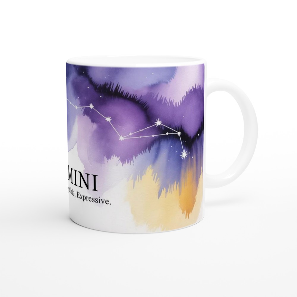Gemini Zodiac Mug | Celestial Constellation Gift | Birthday Present for Best Friend, Her or Him | Watercolour Astrology Mug — view 12