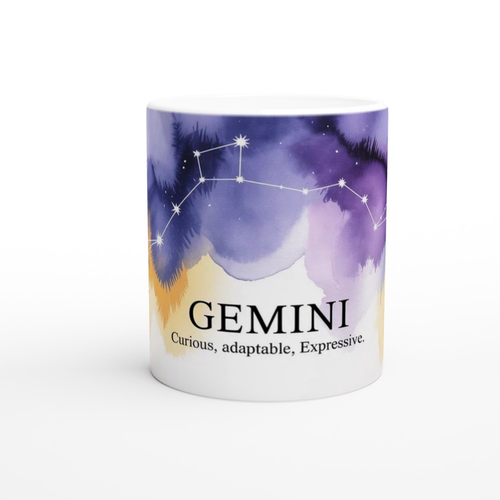 Gemini Zodiac Mug | Celestial Constellation Gift | Birthday Present for Best Friend, Her or Him | Watercolour Astrology Mug — view 11