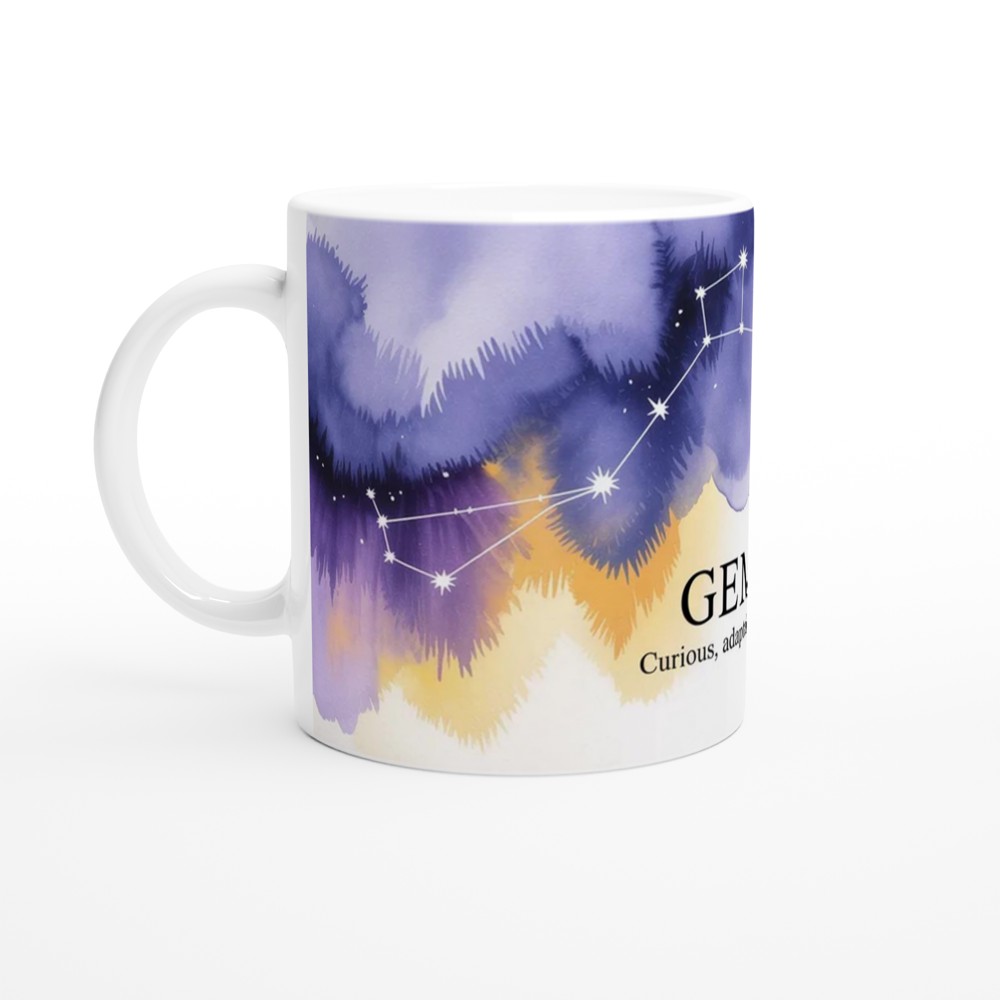 Gemini Zodiac Mug | Celestial Constellation Gift | Birthday Present for Best Friend, Her or Him | Watercolour Astrology Mug — view 10