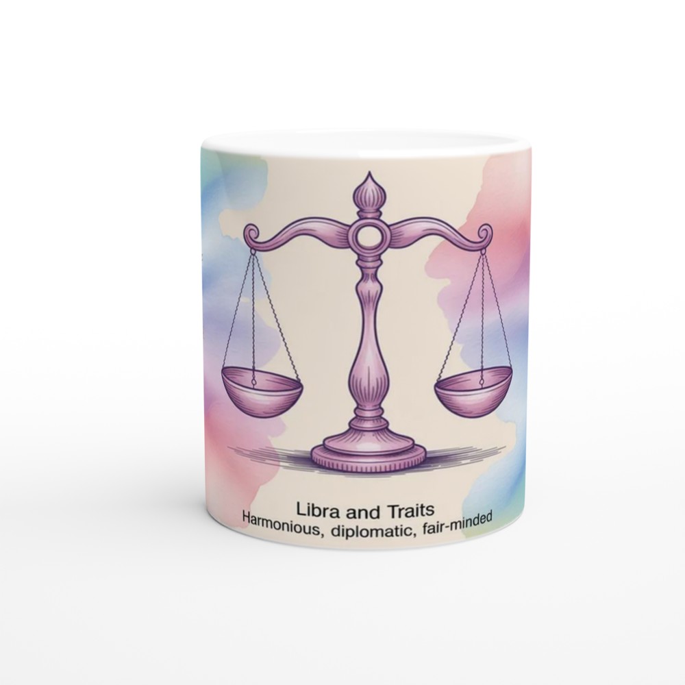 Libra Zodiac Mug | Astrology Birthday Gift | Pastel Watercolor Scales Design | Gift for Best Friend — view 11