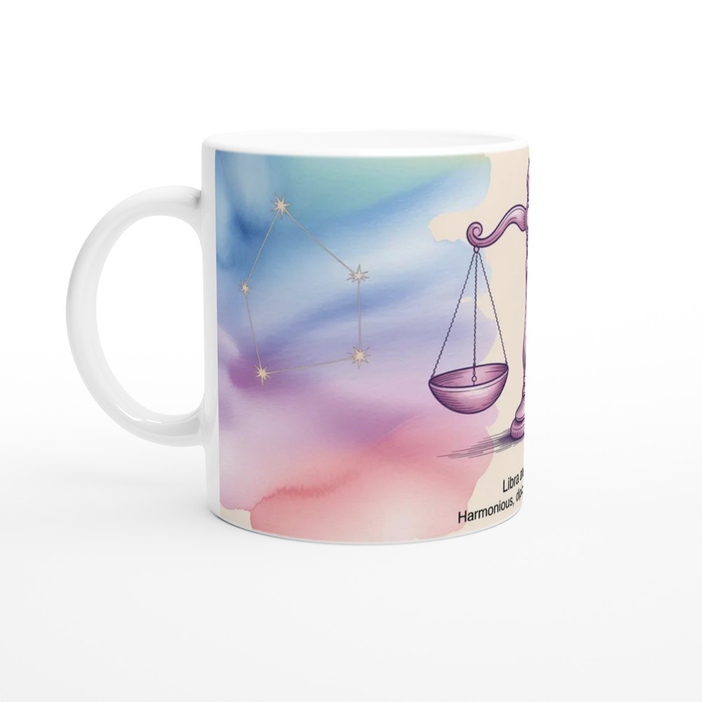 Libra Zodiac Mug | Astrology Birthday Gift | Pastel Watercolor Scales Design | Gift for Best Friend — view 10