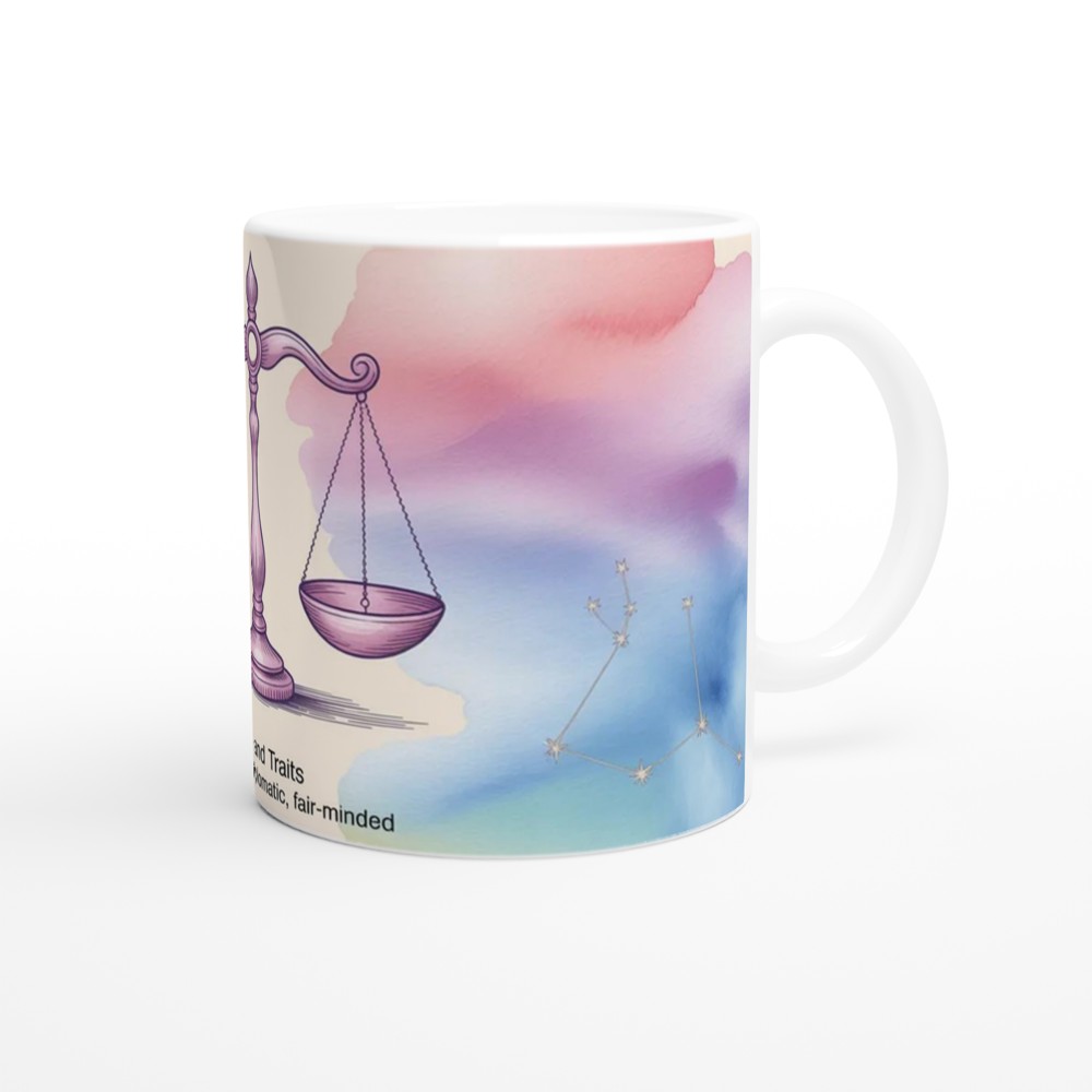 Libra Zodiac Mug | Astrology Birthday Gift | Pastel Watercolor Scales Design | Gift for Best Friend — view 12