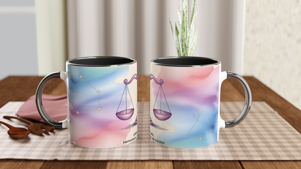 Libra Zodiac Mug | Astrology Birthday Gift | Pastel Watercolor Scales Design | Gift for Best Friend — view 9