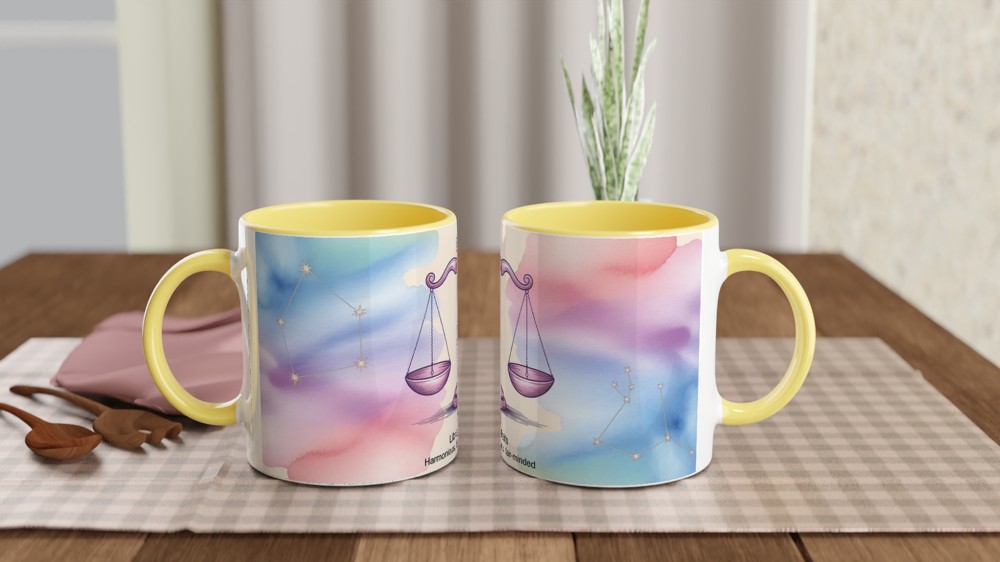 Libra Zodiac Mug | Astrology Birthday Gift | Pastel Watercolor Scales Design | Gift for Best Friend — view 8