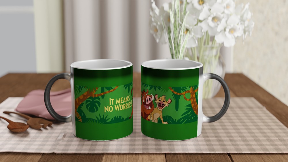 Lion King Musical Mug | It Means No Worries Gift | West End Theatre Present | Hakuna Matata Puppet Design — view 3