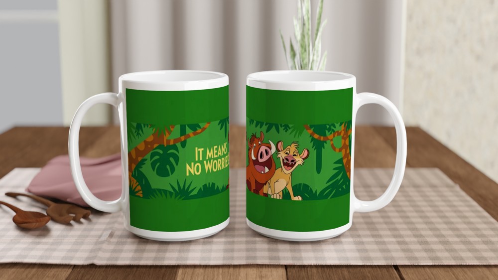 Lion King Musical Mug | It Means No Worries Gift | West End Theatre Present | Hakuna Matata Puppet Design — view 2