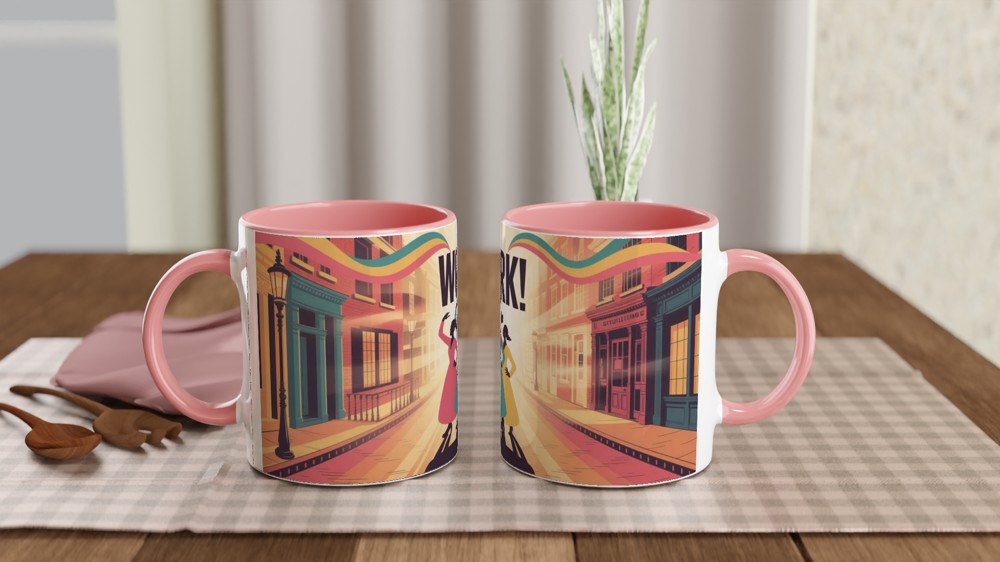 Work! Empowered Women Retro Illustration Mug — view 6