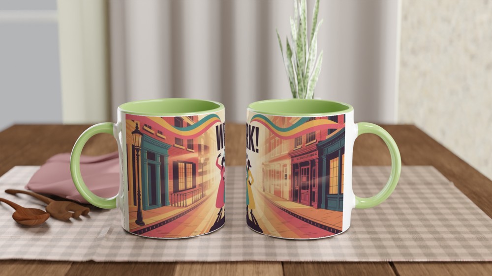 Work! Empowered Women Retro Illustration Mug — view 5