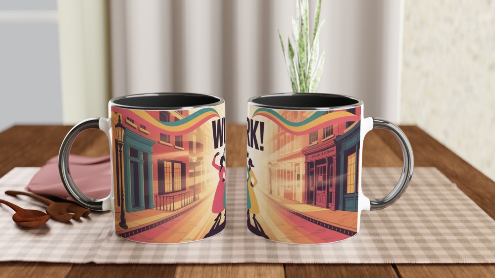 Work! Empowered Women Retro Illustration Mug — view 9