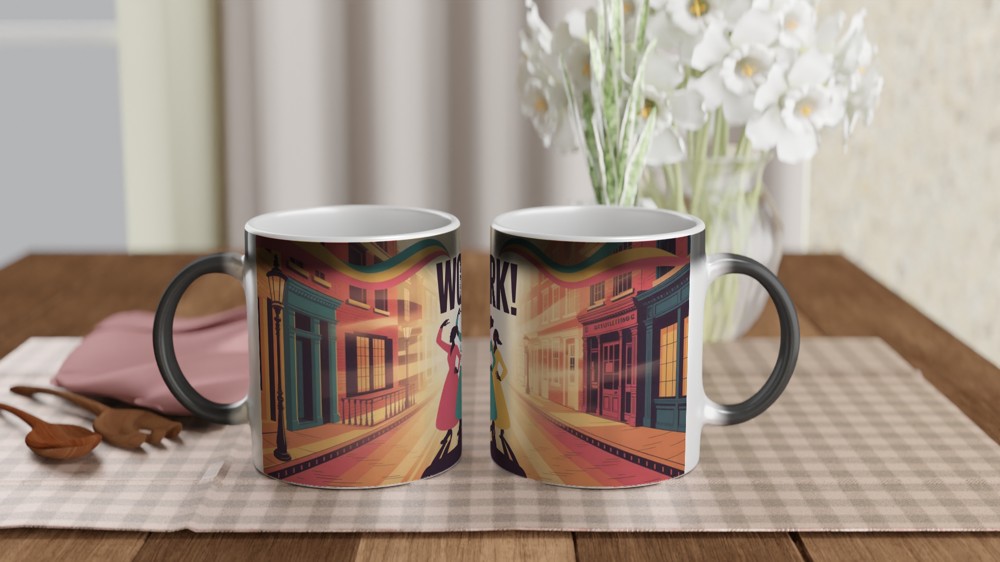 Work! Empowered Women Retro Illustration Mug — view 3